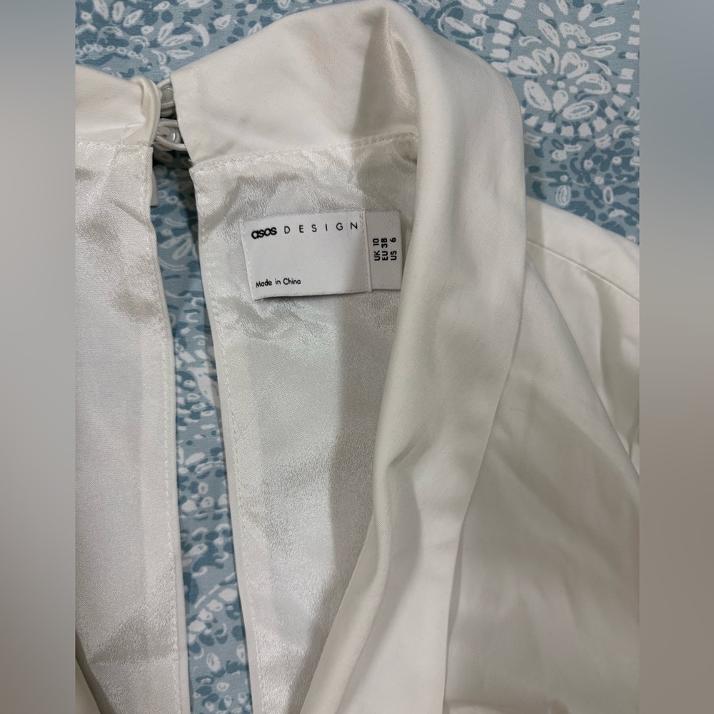 ASOS White Button-Down Ruched Dress - Picture 4 of 14